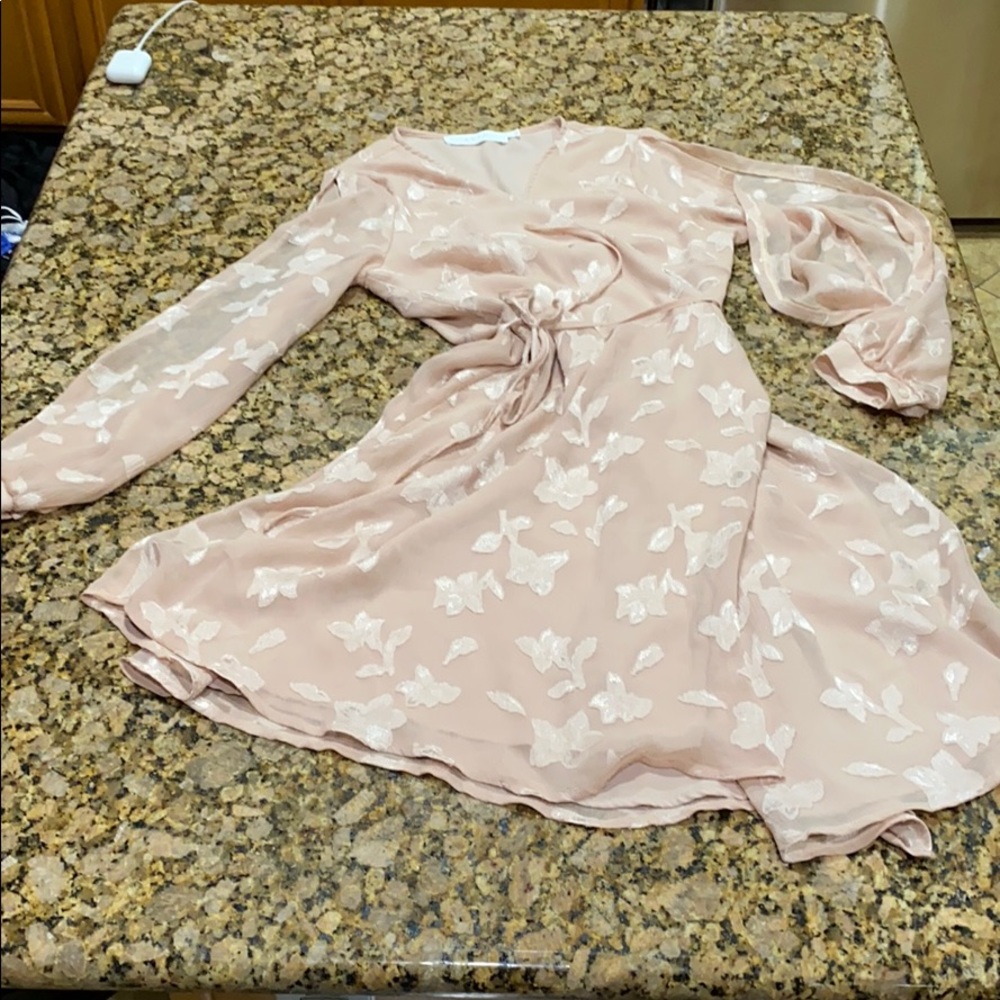 1 pink floral chiffon dress